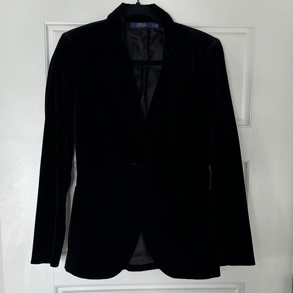 Polo by Ralph Lauren Black Velvet Single-Button Blazer
